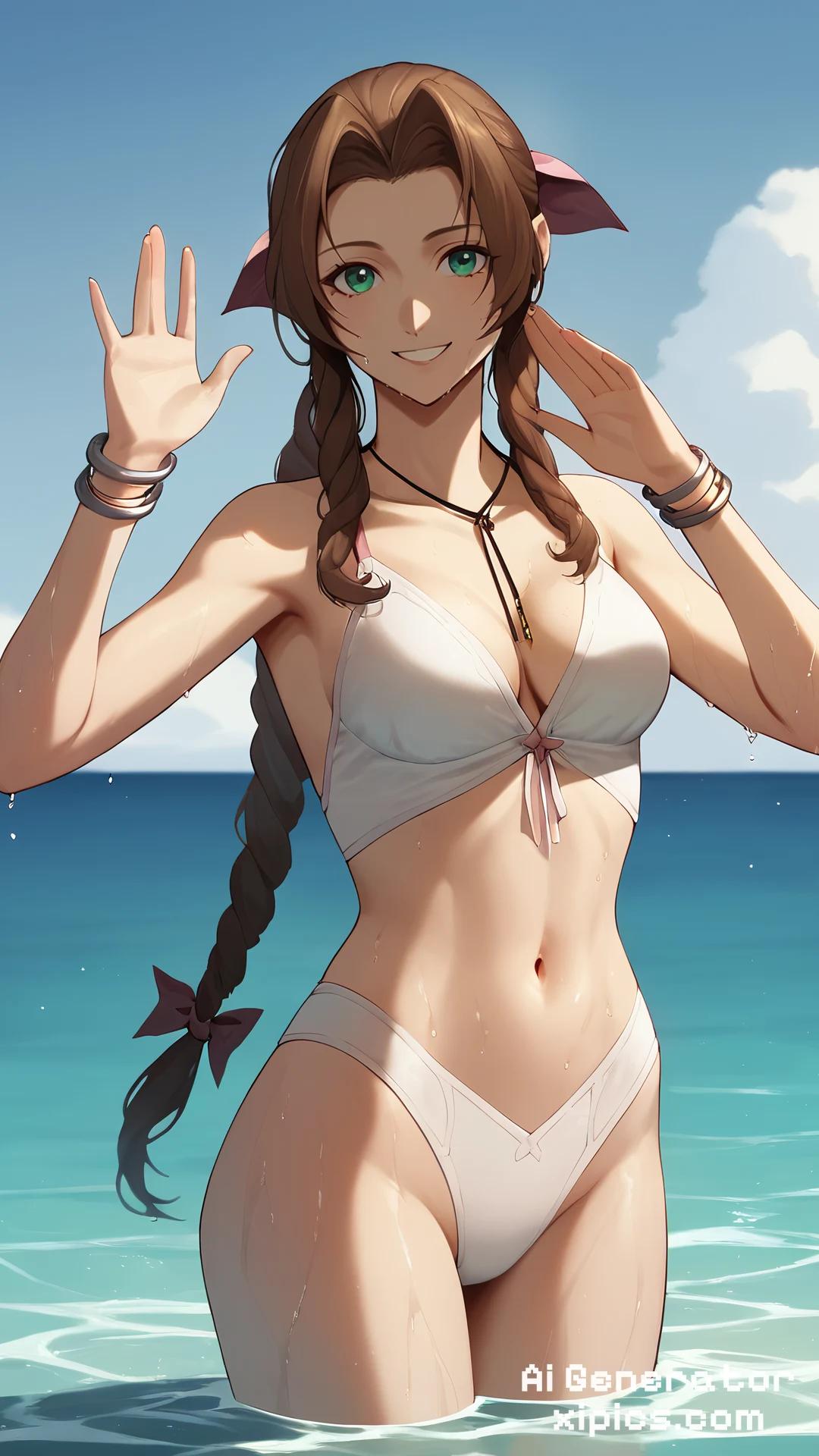 Final Fantasy aerith gainsborough r34 bikini at beach