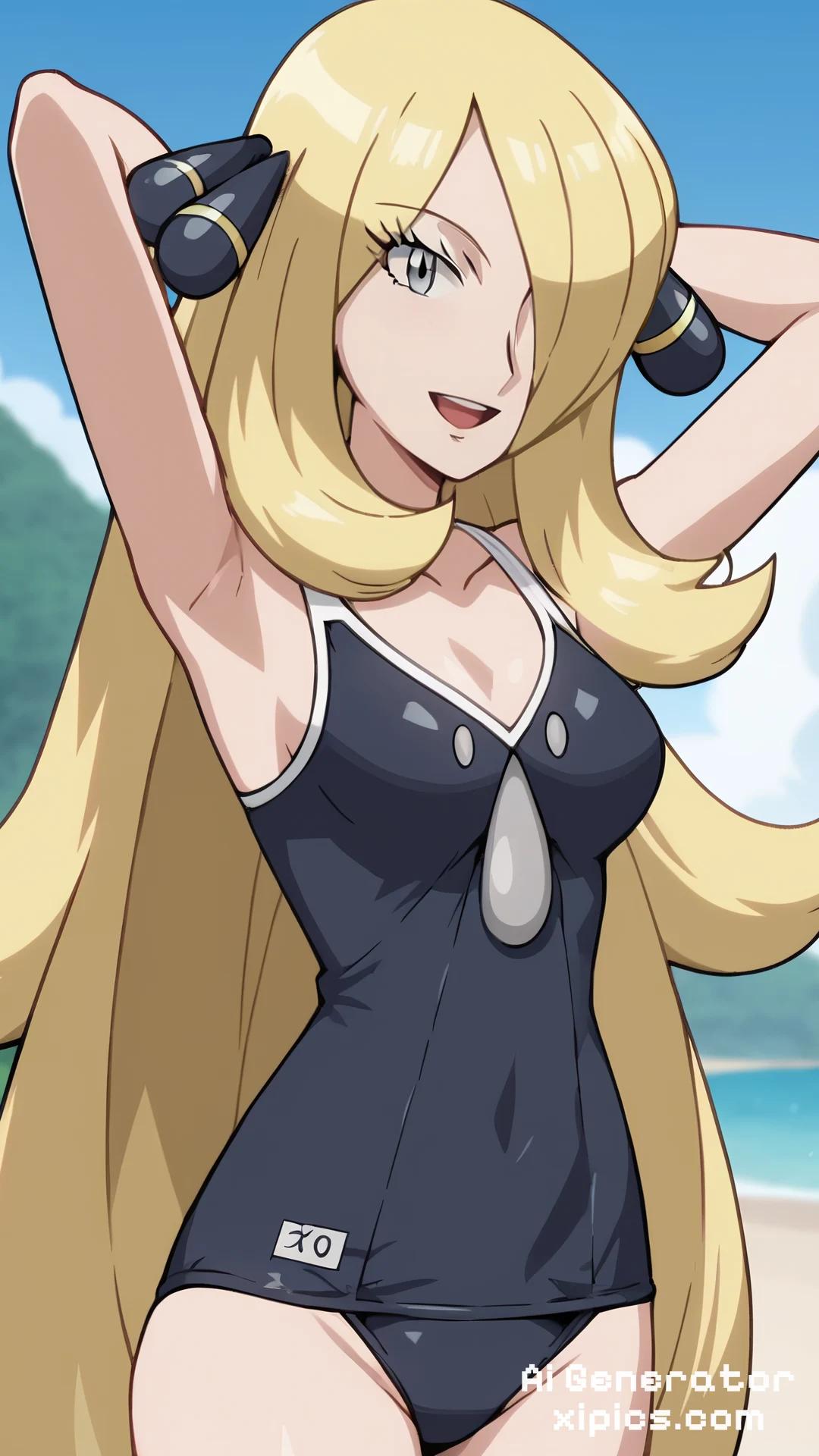 Cynthia Pokemon Porn bikini beach